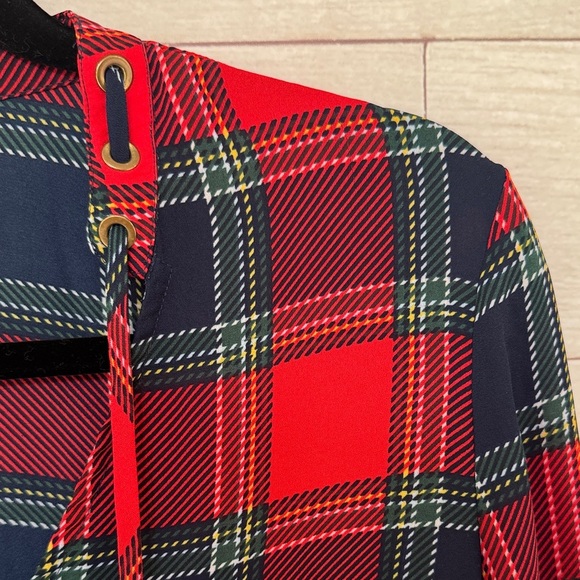 Nautica Red and Navy Plaid Blouse NWOT size small - Picture 3 of 5